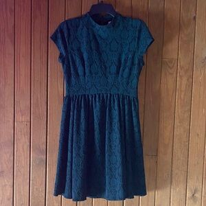 Damask Teal and Black Textured Dress
